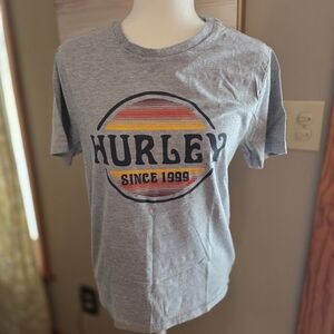 Hurley Gray Graphic Tee with Sunset Logo